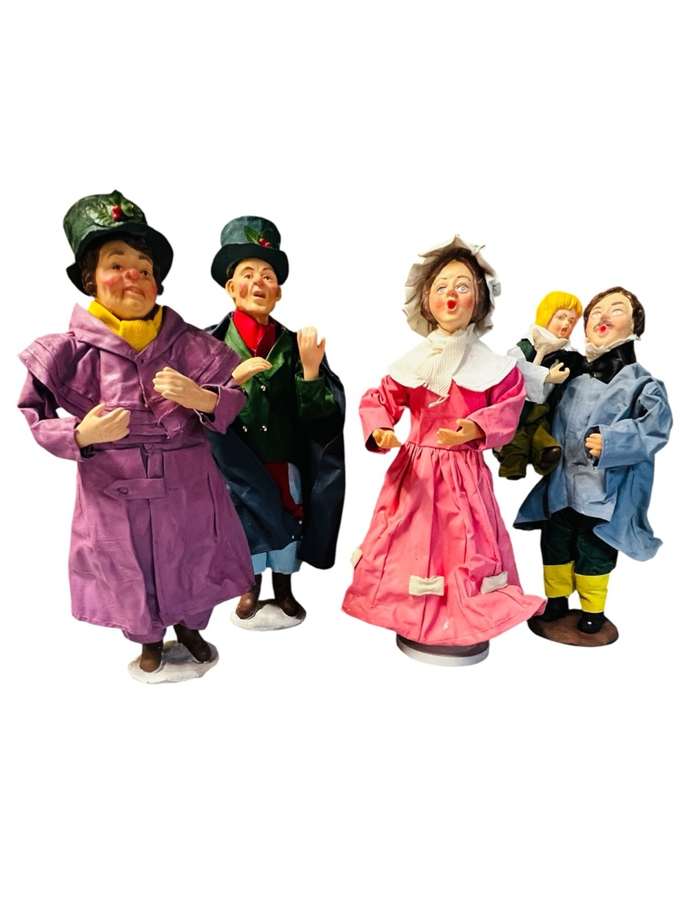 Vintage Paper Mache Christmas Carolers Set - Victorian Dickens Style Figurines